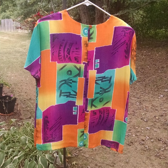 Vintage colorful blouse size small - Picture 2 of 5